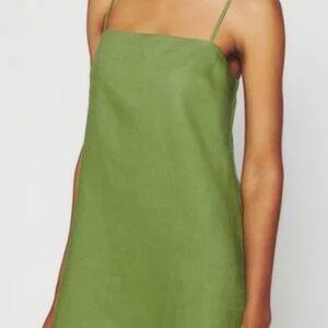 Reformation Aubree Linen Dress Avocado